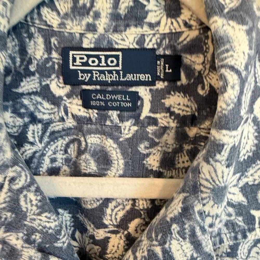 Polo Ralph Lauren Vintage Caldwell Shirt Size Large Floral Paisley‎ Bandana 90s